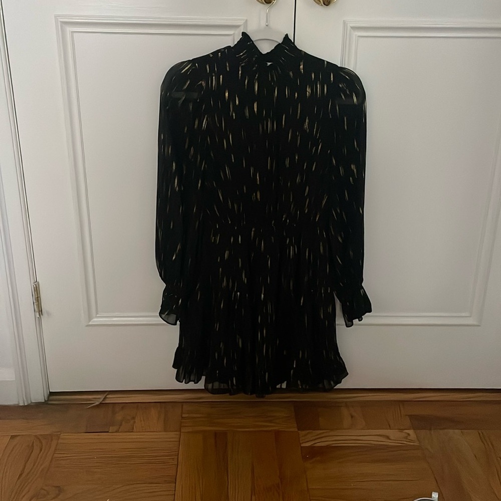 Aqua high neck long sleeve dress